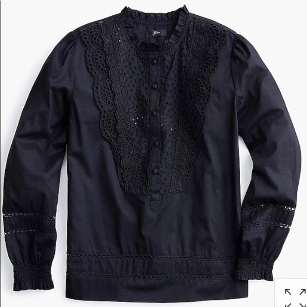 J. Crew Ruffle-Neck Eyelet Top